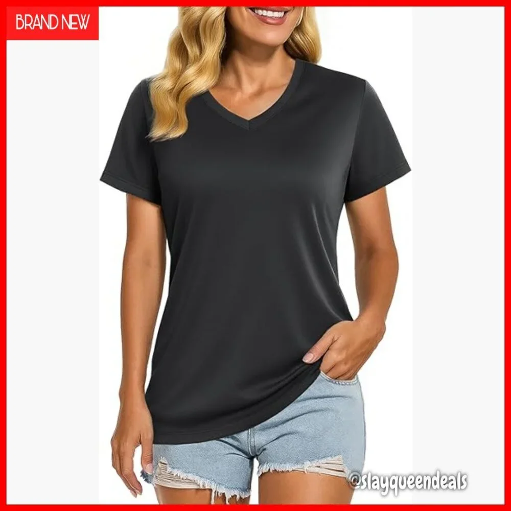 UPF 50+ Swim Shirt Quick Dry V-Neck Slim Fit Active Top